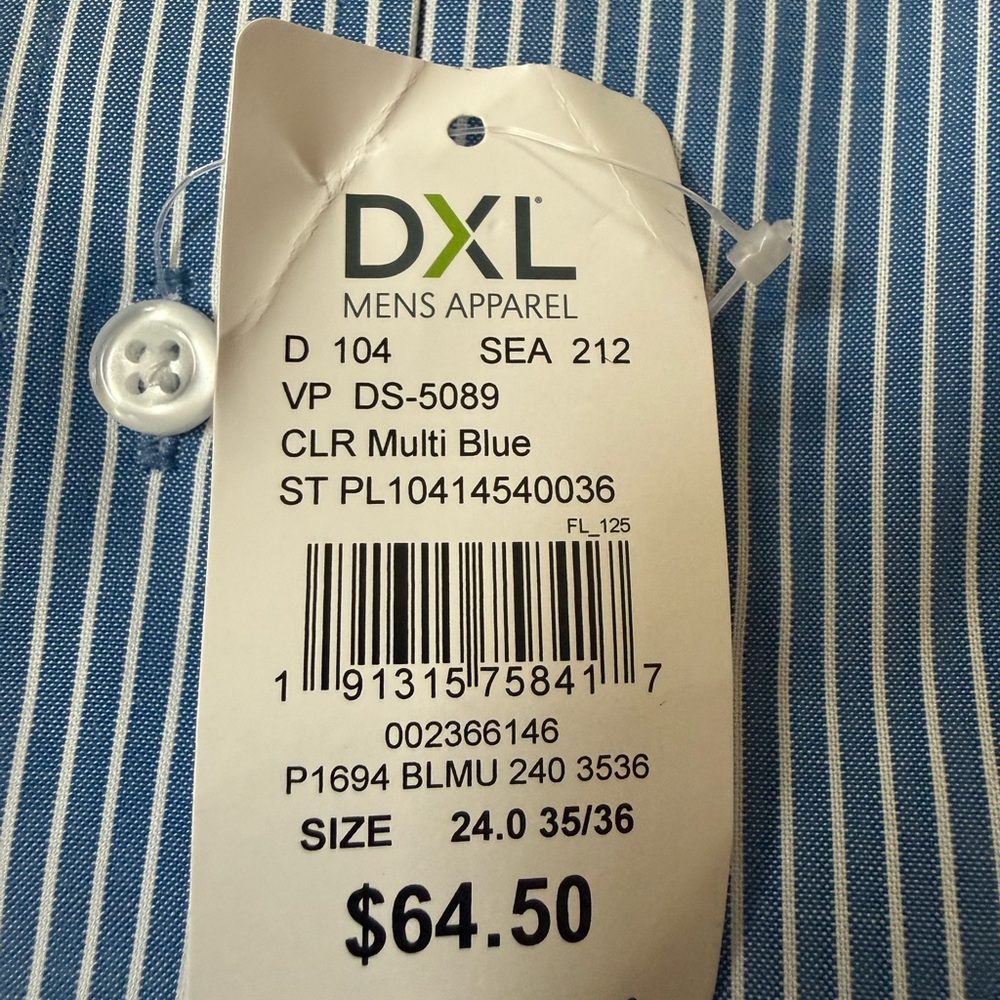 DXL Size 6 Blue Striped Men's Shirt - Picture 13 of 15